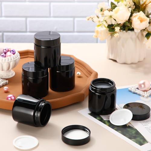 Image of Norme 48 Pcs 4 oz Glass Jars with Lids Cosmetic Jars, Black