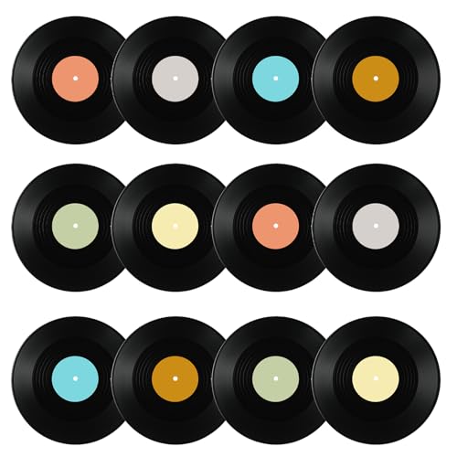 12pcs12 inch Blank Vinyl Record Wall Decor, Fake Record Vintage Decoration, 70s 80s 90s Rock & Roll...