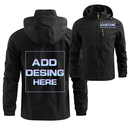 Custom Men's Outdoor Waterproof Jacket Design Personalized Logo/Text Windbreaker Rain Shell Coat