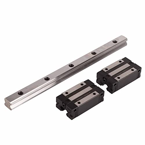 Fafeicy Rail de Guidage Linéaire 300 Mm HGR20-300 Mm Rail de Mouvement Linéaire avec 2 Curseurs pour Installation de Machines CNC, Construction en Acier, Largeur 20, Charge Nominale 25,31