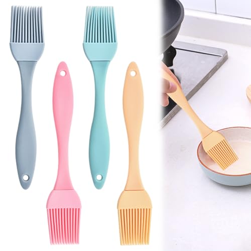 ALot de 4 Pinceau Alimentaire,Pinceau Patisserie, Pinceau Cuisine Silicone, Pinceau Silicone Cuisine,Pour La Cuisson de La Cuisine, Résistant à La...