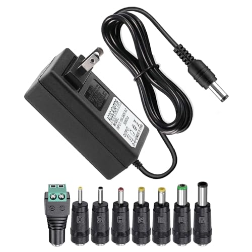 12V 3A 2.5A 2A AC Adapter Charger with 8 Tips, ac/dc Adapter 100-240v, 50/60hz 12 Volts 3000mA DC in 12V Power Supply Cord for Seagate & WD My Book WD LED Strip Light, CCTV Camera,Router, DC 12V Cable -  Draw a dragon
