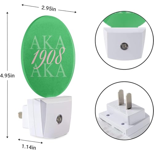 Image of EKOBLA AKA 1908 Night Light, Also Known As Abbreviation Hip Hop Style Pink Green White Night Lights Plug Into Wall with Dusk to Dawn Auto Sensor for Bathroom, Hallway, Kitchen