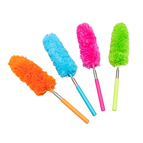 安住商事 伸縮タイプ ほこり取り ふわふわハンディモップ 1本 ショート ほこりキャッチャー 車 車 モップ 掃除用 洗車用品 掃除 ブラシ 隙間掃除 除塵 マイクロファイバー モップ1本 【カラーランダム】