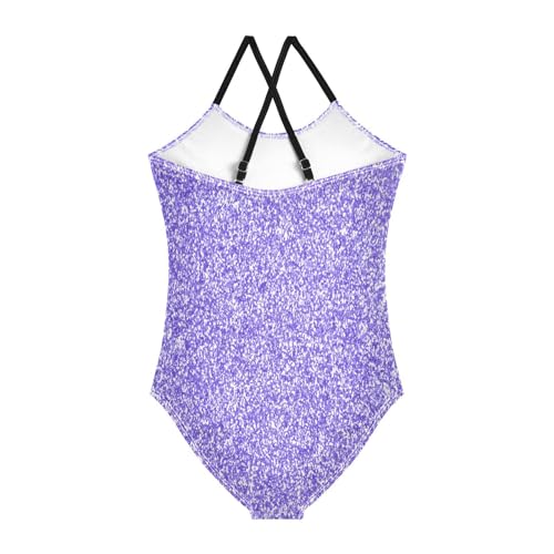 Purple Glitter Girls One Piece Swimsuits Lavender Sport Halter Swimwear Beach Bathing Suit 4T2