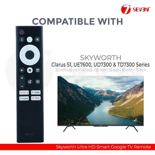 Image of 7SEVEN Compatible with Skyworth Google Smart Tv Remote Suitable 32 40 43 50 55 65 75 Inch QLED Ultra Full HD Ready 4K Television Non Voice Command - Match Keys Exactly Existing Remote Controller