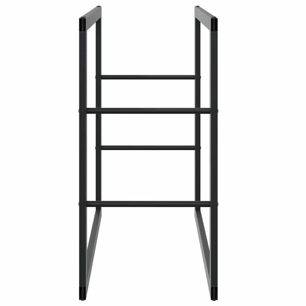 Brokky 4018464 Rastrelliera per Legna da Ardere Nera 55x30x61 cm in Acciaio Legnaia da Esterno in Metallo, Ripiano per Legna da Ardere, Portalegna