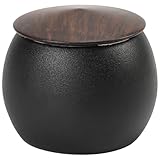 Mipcase Tarro de Cerámica para Té 200 Ml Recipiente Mini Redondo Tapa Hermética Almacenamiento Sellado Anti Humedad para Cocina y Conservación de Té y Especias Color Negro Mate