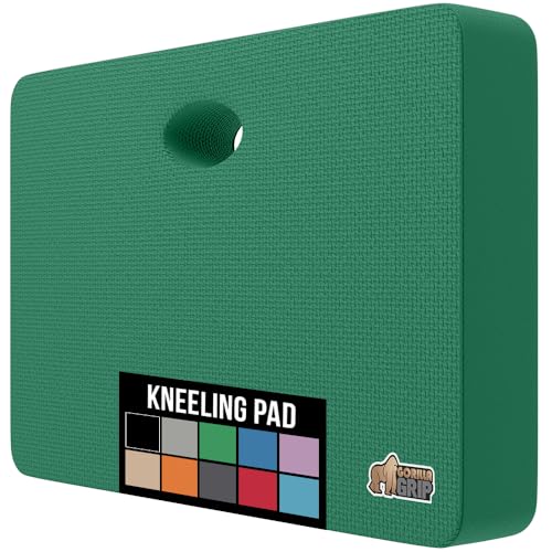 Image of GORILLA GRIP Extra Thick Supportive Foam Kneeling Pad, Large Cushion Heavy Duty Knee Pads for Gardening, Baby Bath Time, Dirt and Water Resistant, Workout and Garden Supplies, 17.5x11, Grass