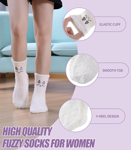 Image of ZaYang Womens Fuzzy Slipper Socks Cute Animal Soft Warm Winter Microfiber Sleeping Socks