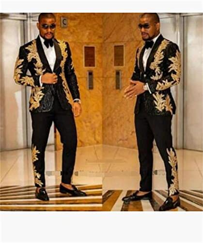 Embroidered Mens Suits Tuxedos(Jacket+Pants) Wedding Groom Blazer Office Suits4