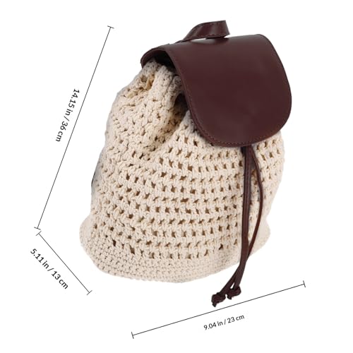 Mochila tejida para mujer de estilo boho con cordón ajustable 2