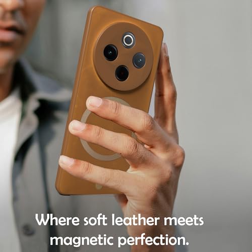 Image of Compatible for VIVO T4 5G Hard Back | Only Compatible with Wireless Magnetic Accessories | Thin and Slim Magnetic Back Cover (Brown)