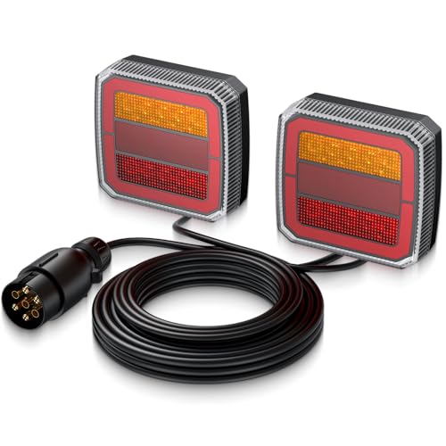 EYPINS Feux Arrière Remorque IP65 Remorque 40 LEDs Super Claires avec E Mark12V-30V 7 broches-110 * 102 * 72mm