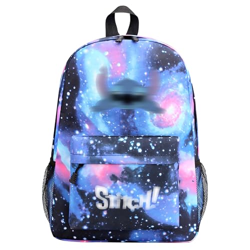 Ubephant Mochila Stitch, Mochila Adolescente, M-ochila para Estudiantes de Secundaria Doble Capa M-ochila de Gran Capacidad Niños Mochil para Niñas Niños Regalo