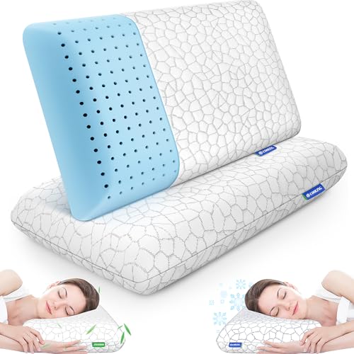 Memory Foam Pillows for Sleeping, Cooling Pillow with Removable and Machine Washable Cover, Bed Pillow for Side, Back and Stomach Sleepers, Standard Size (2 Pack)