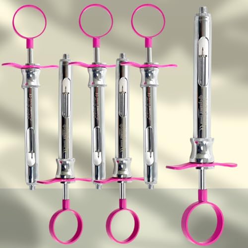 Assorted 6 Each Type CW Dental Aspirating Syinge 1.8mL Anesthetic Injection Syringe German Steel Assorted Metal or Plastic Handle (Metal Handle Pink)