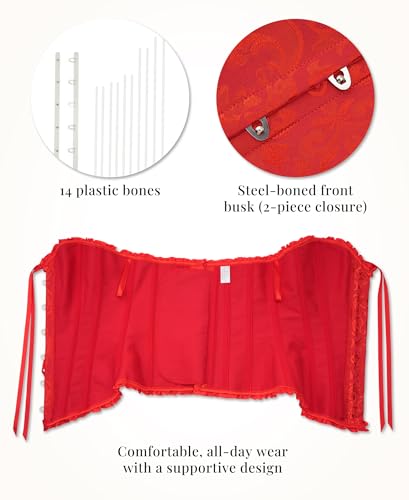 SZIVYSHI Women's Overbust Sweetheart Lace Up Plastic Bones Corset Bustier Top