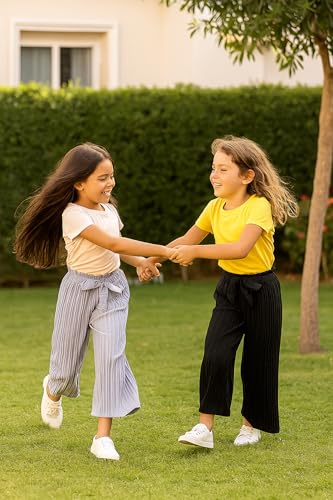 Girls 2 Pcs Solid Color Wide Leg Sweatpants High Waist Casual Track Pants Baggy Running Sweatpants for 8-12Y3