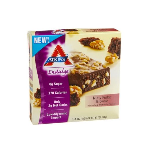 Atkins Endulge Nutty Fudge Brownie Bars, 5-Count Box (Pack of 2)