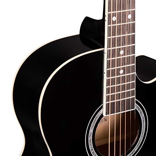 Image of JUAREZ Arpeggio 99.06 cm (39 Inch) Acoustic Guitar Kit, JRA39SR-BK Spruce Top, Rosewood Fretboard & Bridge, Truss Rod, Chrome Die Cast Machine Tuners, Black