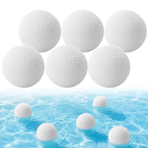 Bukbas 6Pcs Hot Tub Scum Absorber Scum Absorbing Ball for Hot Tub Scum and Pool Reusable Pools Cleaner Scum Balls Pool Accessories for Swimming Pools Bathtubs Spas Cleaning