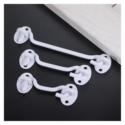Pestillo de ojo gancho blanco de acero inoxidable resistente para puerta con tornillos 8