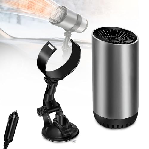 Car Heater, 2026 New 360° Rotation 12V Portable Car Heater That Plugs into Cigarette Lighter, Defroster for Car Windshield, Plug in Automobile Windscreen Fan with Suction Holder for All Cars