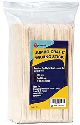 100 Piece Large Jumbo Wooden Craft Sticks (6" x 3/4"), Premium Natural Organic Wood for Waxing, Craft Project, Tongue Depressor, Popsicle, Ice Cream Stick ,Woodcraft, Paint Stirrer and Art - Apremont