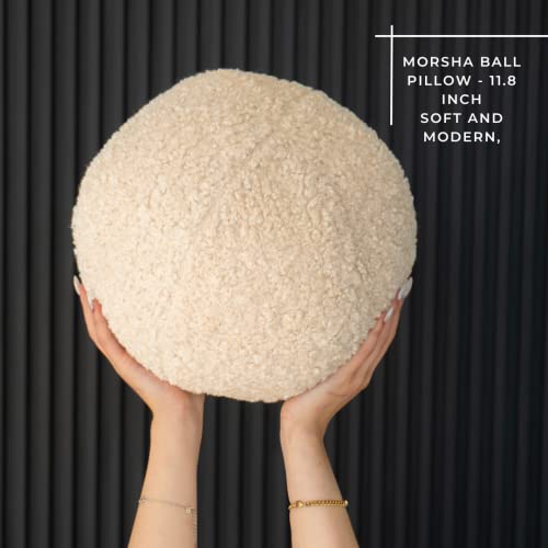 Morsha Boucle Ball Pillow - 11.8 Inch Round Sphere Cushion For Modern, Chic, And Boho Style Home Decor - Cute, Trendy, And Comfortable, Orb Pillow, Teddy Ball Pillow (Ivory) #TOP3