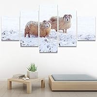 SIGNWIN 5 Panel Canvas Wall Art Animals Farmhouse/Country Fun Group Multicolor for Home Decorations Ready to Hang - 60