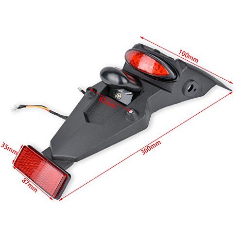 KATUR 12V LED Motorcycle Fender Rear Tail Stop Light Reflector Universal for MX Motocross Sport Pit Dirt Bike (Red Shell)