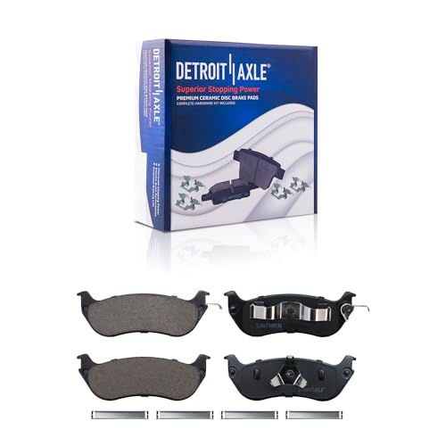 Image of Detroit Axle - Brake Kit for 1998-2002 Town Car Crown Victoria Grand Marquis Front and Rear Drilled & Slotted Brake Rotors Ceramic Brakes Pads Replacement w /Rear Steel Piston Calipers