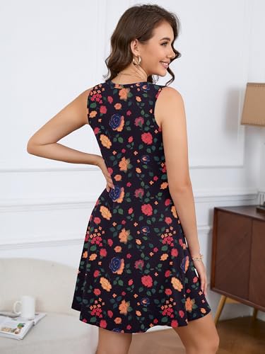 Image of KORSIS Tank Dress for Women Elegant T-Shirt Summer Soft Dresses Sleeveless Swing A Line Vacation Beach Sundress with Pockets