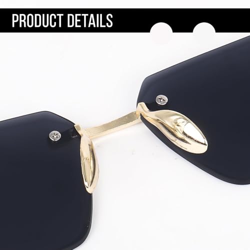 Image of IFLASH UV Protected Retro Rectangular Rimless Sunglasses for Men and Women