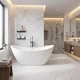 67' Acrylic Freestanding Bathtub, Contemporary Double-Walled Insulated Soaking Tub with Anti-Clog Drain & Overflow, cUPC Certified Heavy-Duty Resin Reinforcement, White