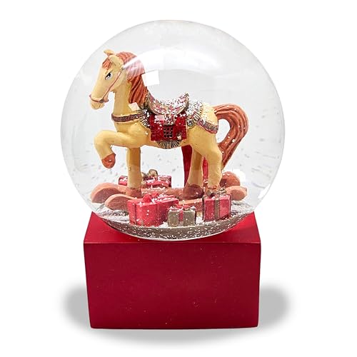 Schneekugel Weihnachten | Schaukelpferd Geschenke | Sockel rot |...