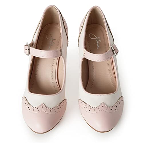 J. Adams Kym Mary Jane Shoes Women Oxford Pumps - Cute Low Kitten High Heels - Retro Vintage Shoes for Women 1950s Mary Janes Round Toe Shoe with Ankle Strap - Women Dress Shoes - Thumbnail 4