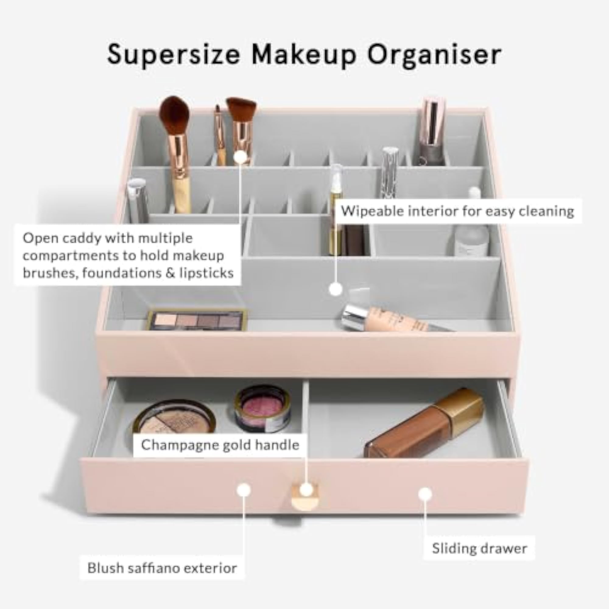 Blush Pink Supersize Makeup Organiser