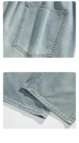 Men's Loose Jeans Wide Leg Drawstring Straight Vintage Wash Denim Pants Streetwear Trousers3
