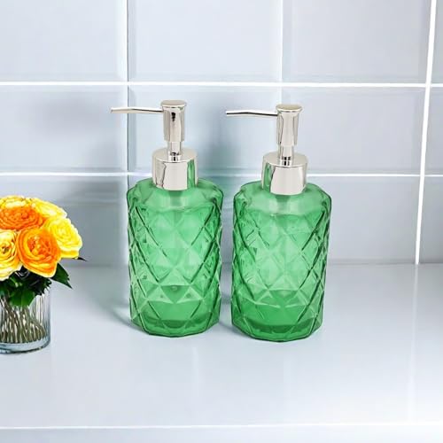 Glass Soap Dispenser Bathroom Countertop Shampoo and Conditioner Dispenser Washing Up Liquid Hand Soap Pump Bottle Dispenser Kitchen(1, Green) - Cosy Home Interiors Glass Soap Dispenser Bathroom Countertop Shampoo and Conditioner Dispenser Washing Up Liquid Hand Soap Pump Bottle Dispenser Kitchen(1, Green) - Image 5