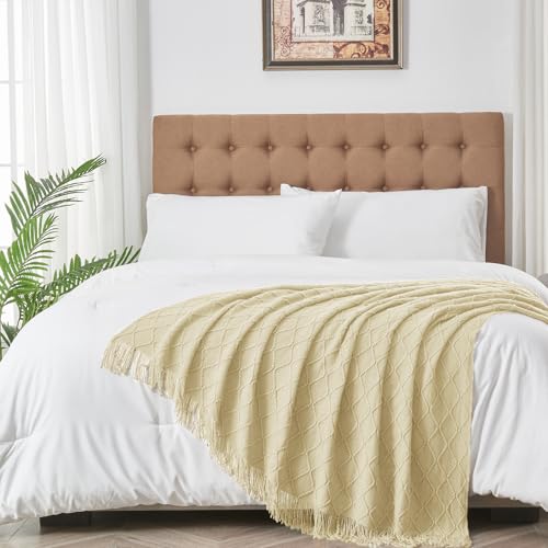 inhand Knitted Throw Blanket for Couch and Bed, Soft Living Room Home Decor Knitted Blanket with Tassel, Outdoor Lightweight Breathable Summer Blanket, Farmhouse Warm Woven Decorative, 50"x60"
