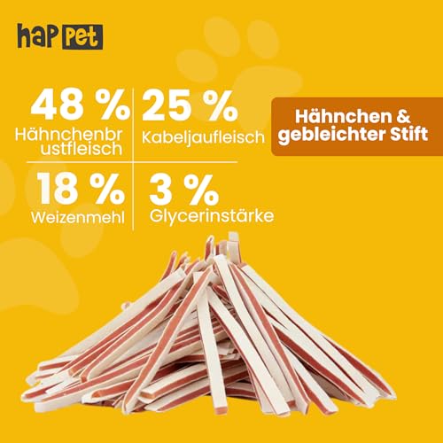 HAPPET Hundegröße - Hähnchen- Dorschsandwich 500g - natürlicher Trainingsbeiß, eiweiß- und fettarme Leckerei, gesunder Snack zur Unterstützung der Hygiene von Zähnen und Zahnfleisch bei Hunden