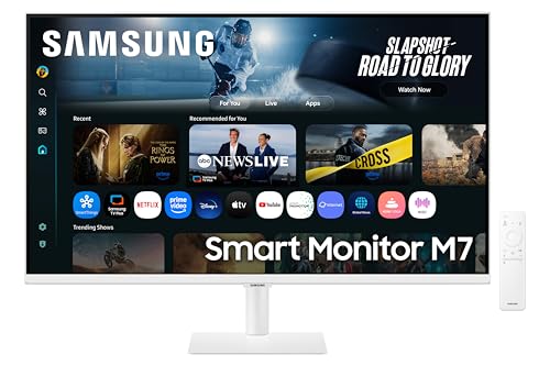 Image of Samsung 32 inch (80 cm) 4K M7 Vision AI Smart Monitor|UHD 3840 x 2160|Smart TV Experience with AI|Type-C|Apple AirPlay|Gaming Bar|Remote|Speakers|Wi-Fi|Bluetooth|AI Picture & Sound|LS32FM701UWXXL|White