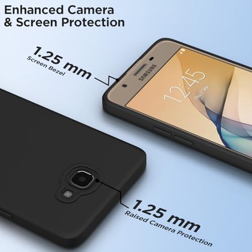 Image of Outlouders Back Cover for Samsung Galaxy J7 Prime | Camera Protection | Durable Soft Matte Silicone Bumper Case (Black)