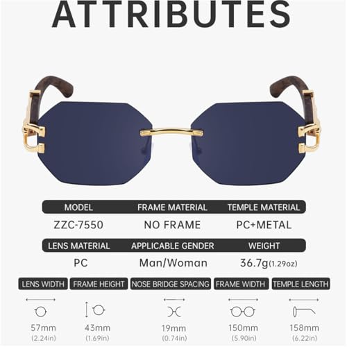 ZIUTNSAV-Small Frame Octagon Rimless Sunglasses Men Vintage Frameless Sun Glasses For Male Leopard Eyewear Shades UV4003