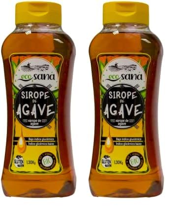 Drasanvi ECOSANA SIROPE DE AGAVE CERTIFICADO BIO by - Edulcorante NATURAL con BAJO ÍNDICE GLUCÉMICO - VEGANO - SIN GLUTEN - 900ml (Paquete de 2)
