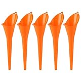 5 Pcs Plastic Long Neck Oil Funnel for Oil Change,Multi-Function Long Funnel for Transmission Fluid Automotive Funnels, Car Water Diesel Fuel Kerosene Liquids Engine Set(Orange)