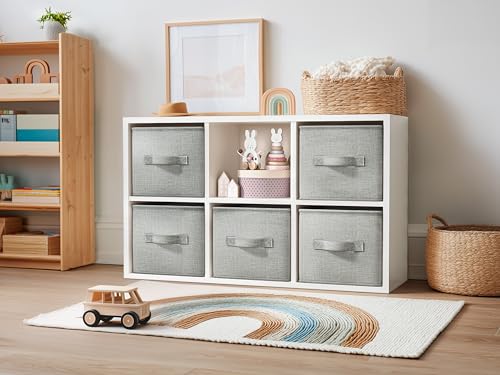 Image of LayerSpace 4 Pack Foldable Fabric Closet Storage Bins, 11Inch Organizer Cubes with Handles, Linen Storage Boxes for Clothes, Toys, Books and Home Organization,Gray