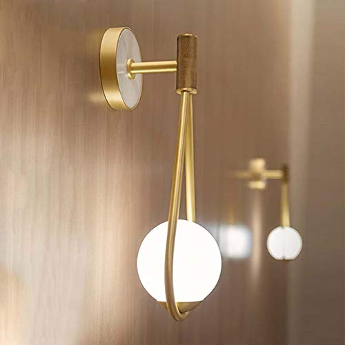 RCYF Lampada da parete nordica Applique creativa in metallo a forma di goccia in vetro dorato per sala da pranzo/camera da letto/soggiorno/studio, luce calda
